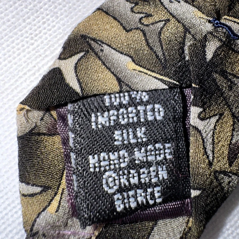 Karen Bierce Nature Conservancy Silk Tie Lot 2 Fruit Bat Dusky‎ Shark Vintage